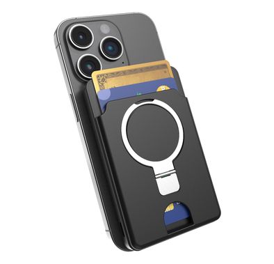 Green Lion Magno Wallet with Built-in 5000mAh Power Bank, Bluetooth Version 5.3, All Over the World Tracking Range, Built-in Kickstand, Lost & Found Tracker, Flight-Approved, Up to 15W Wireless Output, 2 Cards Slot - Black