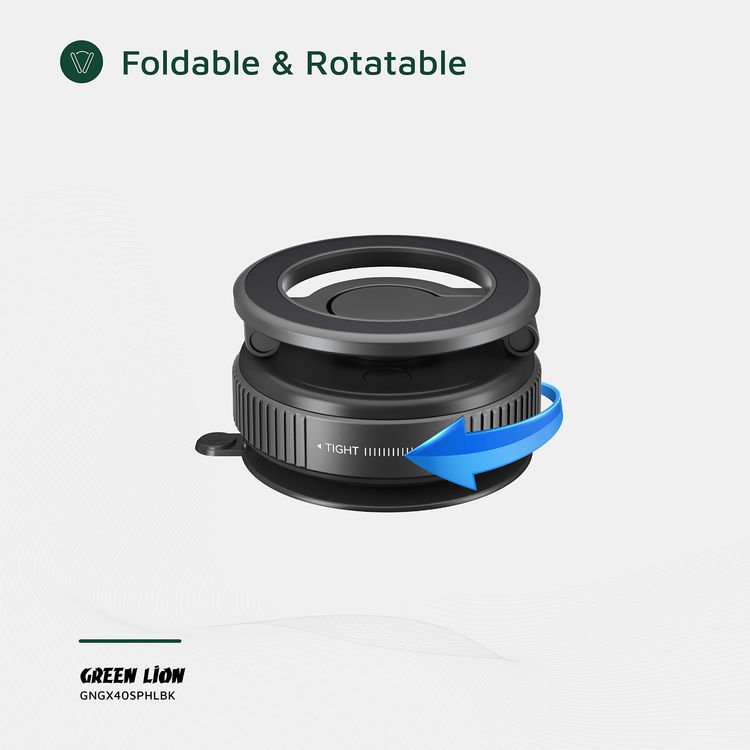 Green Lion GX-40 MagSafe Suction Phone Holder with Strong Suction Cup, MagSafe Compatible, Foldable & Rotatable, 360° Rotation, 1kg Adsorption Force, Vacuum Adsorption - Black