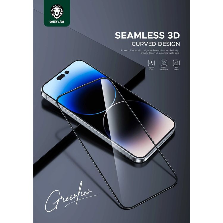 Green Lion 3D HD-PET Screen Protector for iPhone 15 Pro, Full Screen Coverage, Anti-Broken Soft Edge, HD Crystal Clear, Anti-Fingerprint & Oleophobic Coating, Stunning Display, High-Responsive - Clear