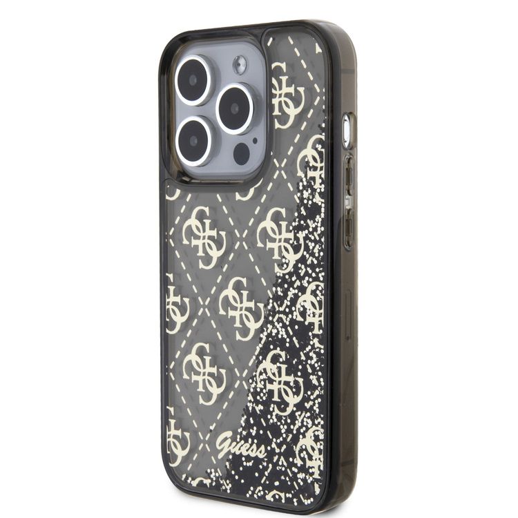 Guess Liquid Glitter Case with 4G Pattern - Black - iPhone 15 Pro Max