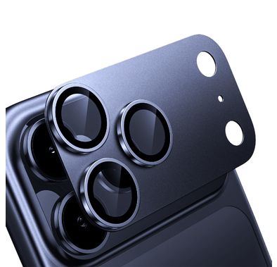 واقي عدسة الكاميرا Levelo Trio Pro لهاتف iPhone 17 Pro Max، بطبقة مضادة للوهج، مقاوم للخدوش، زجاج فائق الوضوح، بطبقة أوليوفوبيا، زجاج AR مزدوج الوجهين، واقي كاميرا قابل للفصل، بسُمك 0.33 ملم - أزرق