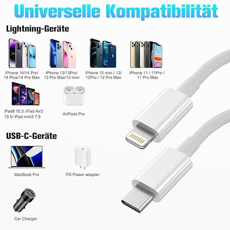 Apple USB-C to Lightning Cable 1m ; tangle free, lightweight, fast charging - White