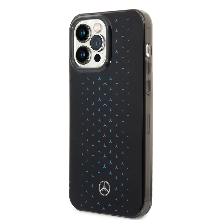 Mercedes-Benz Double Layer PC/TPU Case with Large Star Pattern iPhone 14 Pro Compatibility - Blue