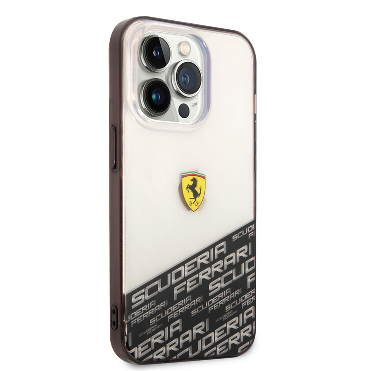 Ferrari PC/TPU IML Case with Bottom Scuderia Allover Print iPhone 14 Pro Max Compatibility - Silver