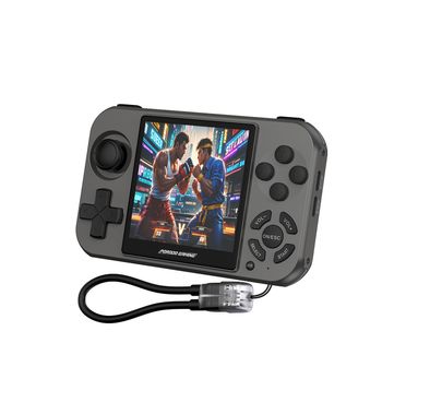 Porodo Gaming Powerplay Power Bank Gaming Controller with LED Light, Lightweight & Portable, 3D Dual Joystick, 2.8" Display Size, PD 20W Fast Charging, 15W Wireless Charging, 12 Hours Working Time, Simultaneous Charging, 4000 TF-Game, USB-C Port - Gray