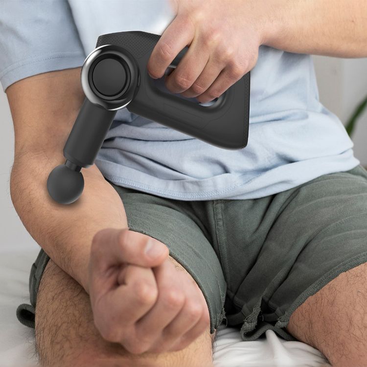 Powerology Fullbody Massage Gun with 5 Detachable Heads, 2000mAh Battery Capacity, 3.5 Hours Working Time, - Black