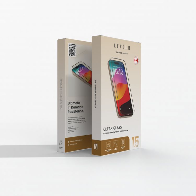 Levelo Soft Edge Twice-Tempered Clear Screen Protector for iPhone 15 Plus, 9H Scratch-Resistant, Full Protection Coverage, Anti-Fingerprint, Explosion-Proof Design - Black