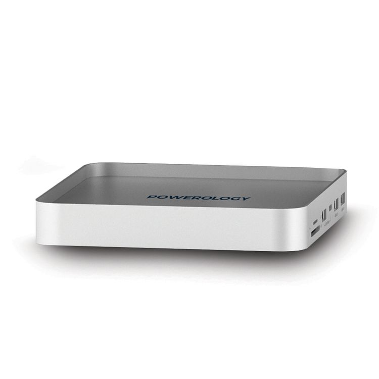 Powerology USB-C Hub & Stand for iMac 24", SSD Enclosure, NVMe & SATA Support, Non-Slip Base, USB-A 3.2 with 10Gbps Data Transfer, 150Mbps microSD Slot - Gray