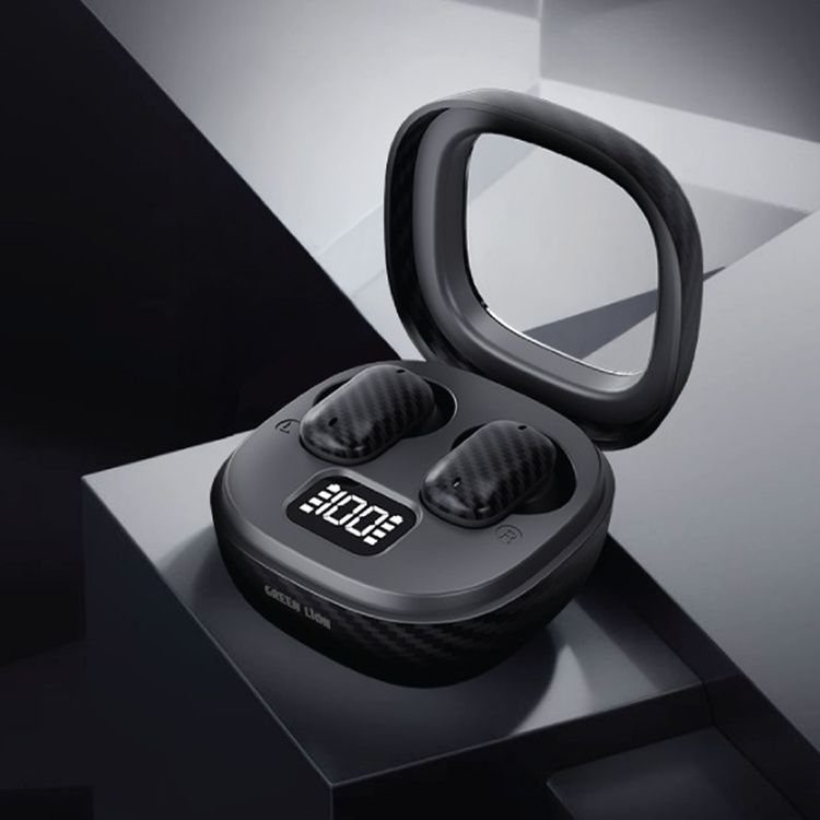 Green Lion Geneva True Wireless Earbuds with Dual Microphones, Up to 4 Hours Play Time, Bluetooth Version 5.4, 10m Transmission Range, USB-C Charging Port, Voice Assistant, Digital Display & Touch Controls, Up to 180 Days Standby Time - Black