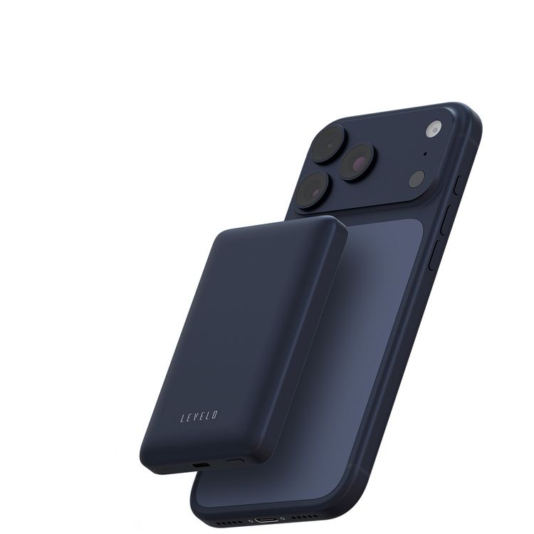 Levelo Vence 10000mAh Power Bank with Qi2.2 Technology, 25W Wireless Charging, Type-C Input & Output Port, Ultra-Strong Magnets, Pocket-Friendly, Travel-Ready, Type-C to Type-C Cable Included, Fast Charging, Ultra-Compact Design, Consistent Power - Blue