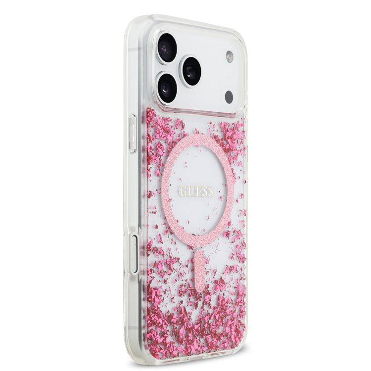 غطاء مغناطيسي لماج سيف بتصميم بريق لحماية جهاز آيفون 17 برو ماكس، حماية من السقوط، تصميم خفيف الوزن، قبضة مريحة، تغليف مستدام، سهل التركيب، بروفايل نحيف - لون وردي