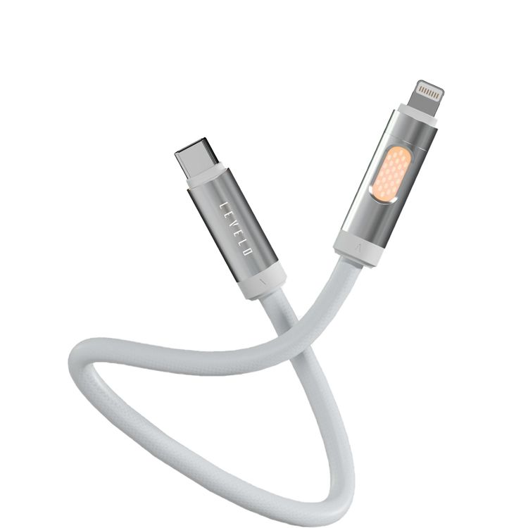 Levelo Essencecord USB-C to Lightning Cable, 27W Power Delivery, Aroma Emission Function with 6 Month Longevity, Fast Charge Support, Tangle-Free Design - White