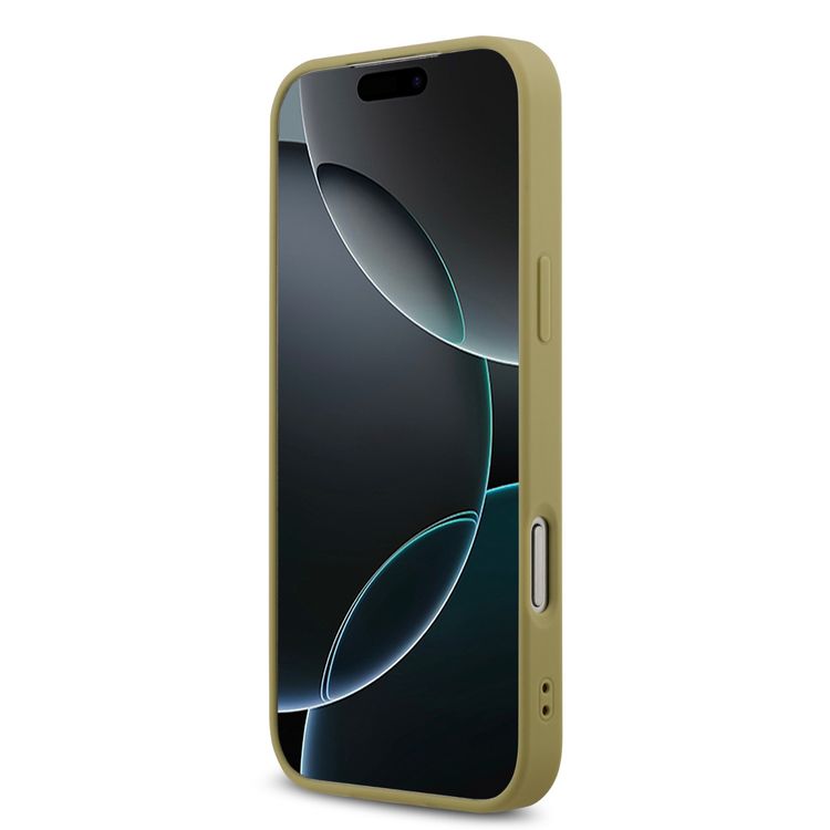 غطاء PU لامع من Guess بشعار معدني كبير 4G لهاتف iPhone 17 Pro Max، حماية من السقوط، تصميم نحيف وخفيف الوزن، سهل التركيب، تغليف مستدام، مقبض مريح - ذهبي