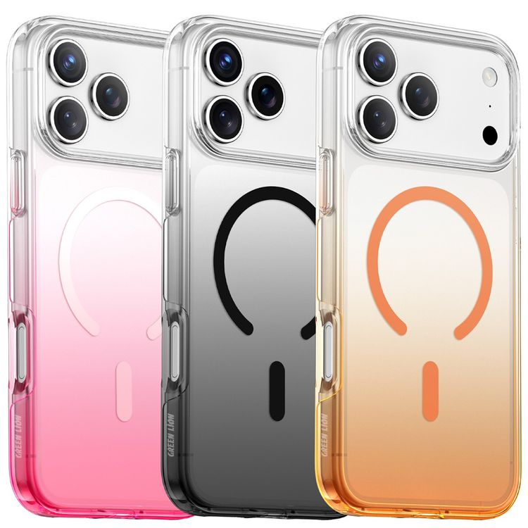 Green Lion Gradient Magsafe Case for iPhone 17 Pro Max, Powerful Magnetic Lock, Antioxidant Layer, Scratch Resistant, Anti-Yellowing, Drop Protection, Air Cushion, Non-Slip Grip - Orange