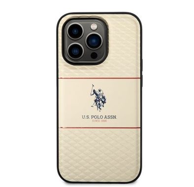 U.S. Polo Pattern Stripe Hard Case iPhone 14 Pro Max - Beige