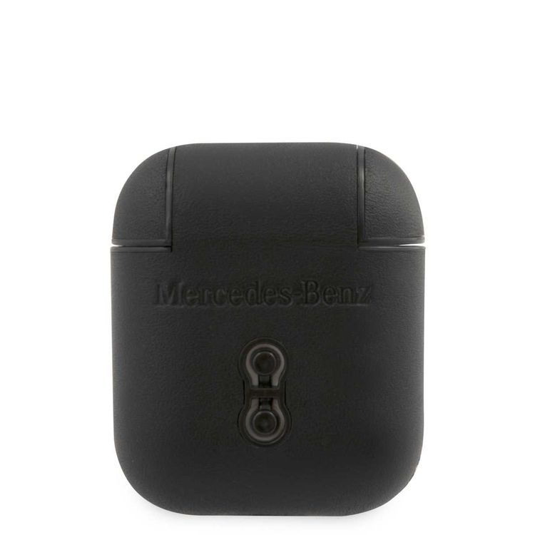 CG MOBILE Mercedes-Benz Leather Case with Metal Logo for AirPods 1/2 Shock Absorption, Drop Protection, & Dustproof Protective Cover Officially Licensed Black