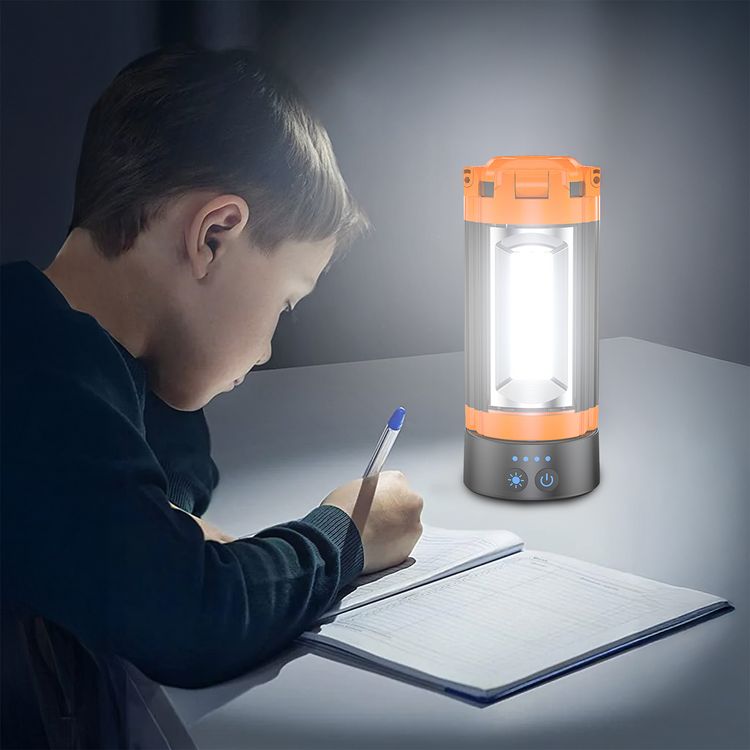 Porodo 9000mAh Work Lantern with Multi-Mode LED Light, Durable ABS Body Material, Tripod Base, Hanging Hook, USB-C Charging Port, Warm Reading Mode, Top Spotlight Beam, Up to 19 Hours Working Time, IP44 Water Resistance Level  - Orange