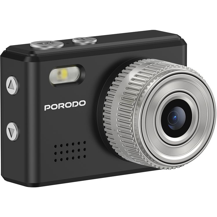 Porodo Mini Digital Camera with 0.96" HD Screen, 6 Color Filters, 2MP Photo Resolution, 1080 Pixels Video Resolution, 75-80 Minutes Operating Time, 200mAh Battery Capacity, Type-C Charging Port, Instant Webcam Function - Black