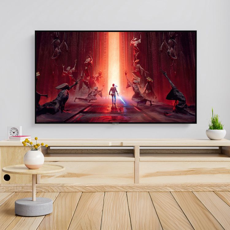 Powerology 4K Break-Proof Android TV 55", Bluetooth 5.0, 150W, Quad-Core ARM Cortex-A53 CPU, UK 3-Pin Plug, x3 HDMI, x1 VGA, x1 Coaxial - Black