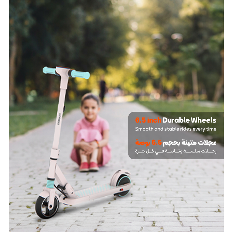 Porodo Lifestyle Kids  Electric Scooter, Fender Brake & Electronic Brake, Powerful 130W Motor, 14 km/h Speed, Lightweight -Pink