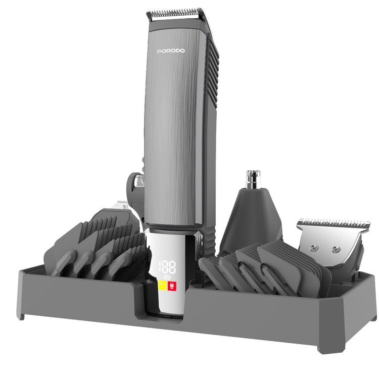 Porodo Lifestyle 14-in-1 Trimming Kit with IPX6 Waterproof Rating, Length Customization, Cord & Cordless Use,  600 mAh Battery Capacity - Silver 