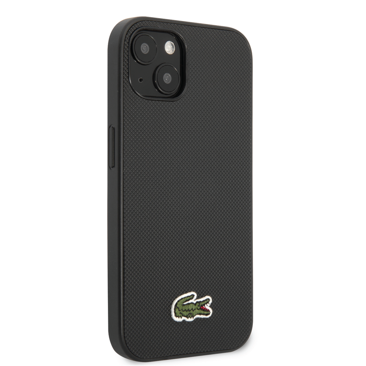 Lacoste Hard Case Iconic Petit Pique PU Woven Logo Estragon Compatible with iPhone 14 - Black