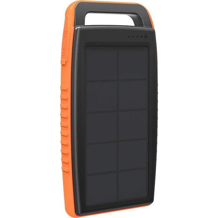RAVPower Solar Portable Charger Power Banak 15000mAh with Wide Solar Panel & LED Flashlight - Water / Dust / Shock-proof Design Powerbank Ideal for Outdoor Use - Orange / Black