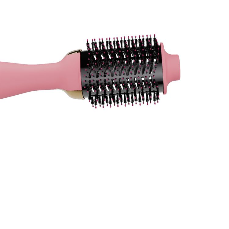 Porodo Shinewhirl Electric Hair Styling Brush with Hair Straightener Brush & Dryer, 3-Pin UK Plug, 1.8m Cord Length, Adjustable Heat Levels, Scalp Massaging Ball Tips, Ergonomic Design - Pink