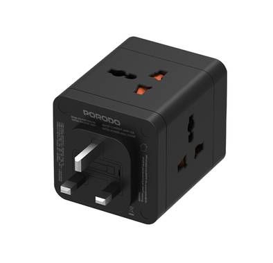 Porodo 4-AC Universal Power Block Adapter with USB-C & Du...