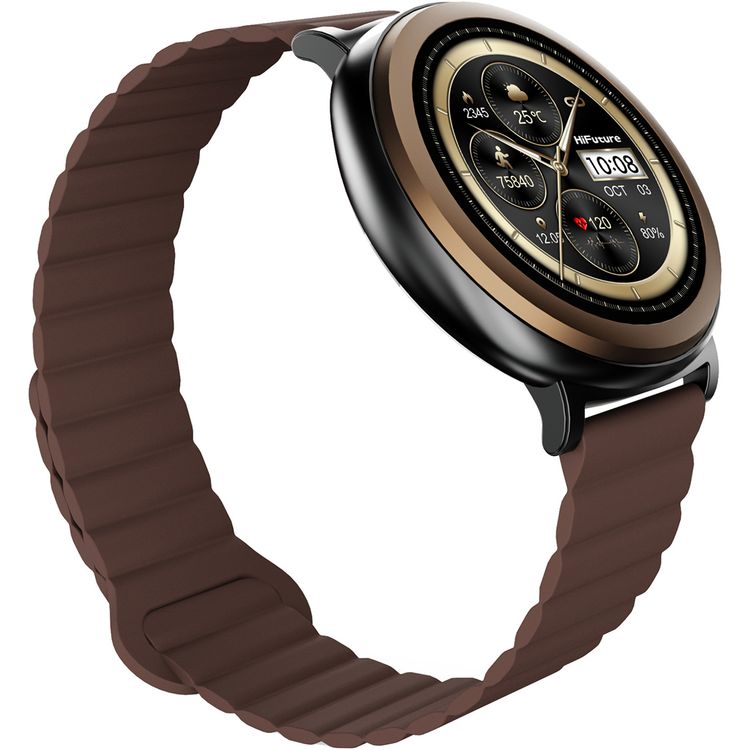 HiFuture Aurora Smart Watch with 1.43 Inch AMOLED Display, Syntra AI Technology, Up to 10 Days Working Time, IP68 Water Resistance Level, Bluetooth & Wireless Connectivity, 170+ Sport Modes, Heart Rate Monitoring - Brown