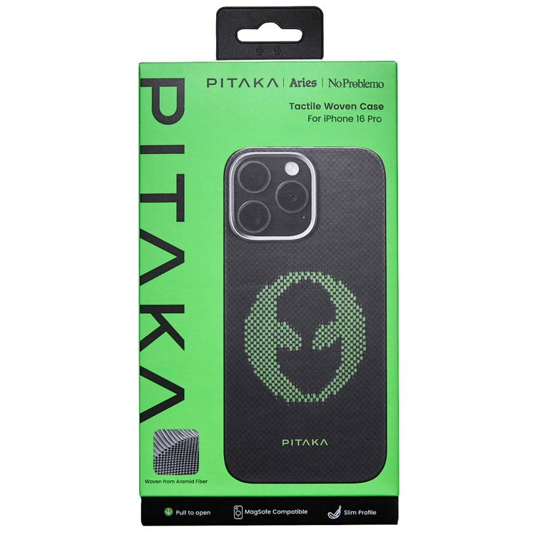 Pitaka Aries Tactile Woven Case for iPhone 16 Pro, MagSafe Compatibility, Slim & Lightweight, Secure Grip, Raised Edge Camera - Alien 