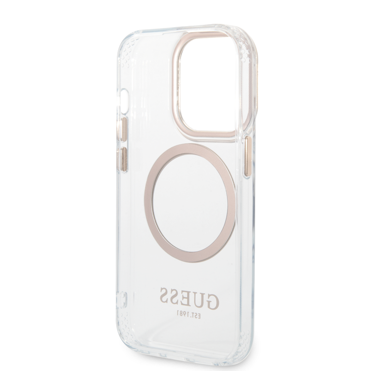 Guess Magsafe Compatibility Transparent Outline iPhone 14 Pro Max Compatibility - Gold