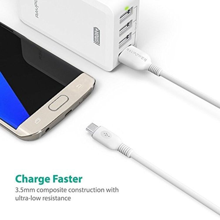 RAVPower 3 Pack Micro USB Cable 2X3ft + 1X6ft (Online Packaging ) (RP-LC012-WH(OP) - White