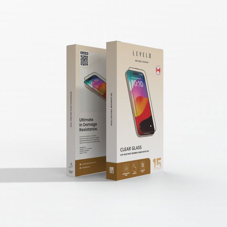 Levelo Soft Edge Twice-Tempered Clear Screen Protector for iPhone 15, 9H Scratch-Resistant, Full Protection Coverage, Anti-Fingerprint, Explosion-Proof Design - Black
