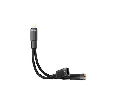 Porodo Lightning Connector Audio & Charge Adapter with Optimal Charging, Crystal Clear Audio, Plug & Play, Charge & Play Simultaneously - Black  