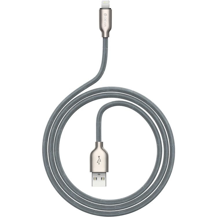 Devia Storm Series Zinc Alloy Braided Lightning Cable 1M 2.1A - Silver