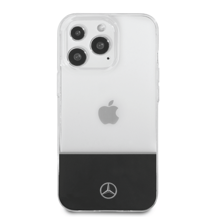 Mercedes-Benz PC/TPU Case with Silver Electroplated Middle Line iPhone 14 Pro Max Compatibility - Transparent