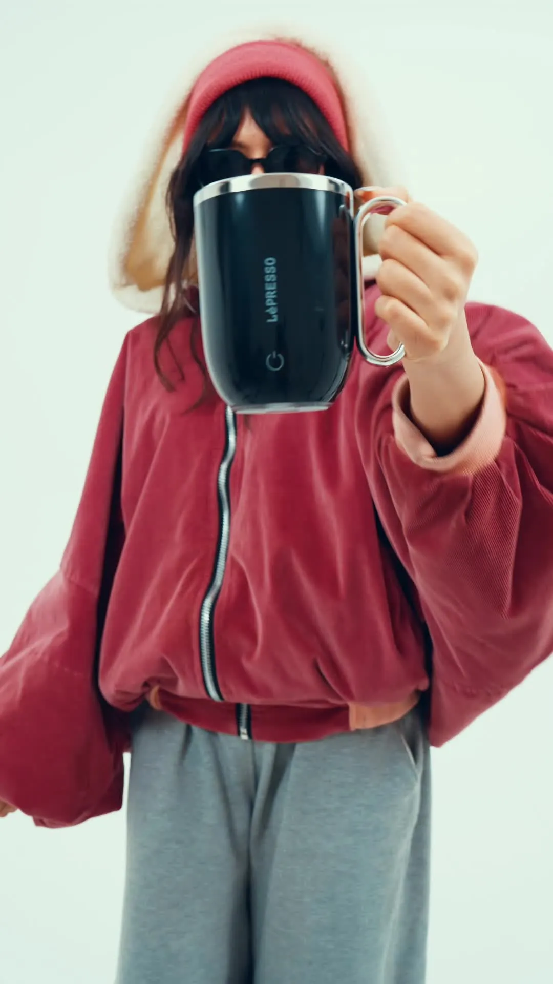 LePresso Sip Spin Magnetic Auto-Stirring Mug with Touch Button, 420mL Capacity, 300mAh Battery, 30s Mixing Time, USB-C Charging Port, Leak-proof Lid, Thermal Insulation, Durable & Easy-to-Clean Design