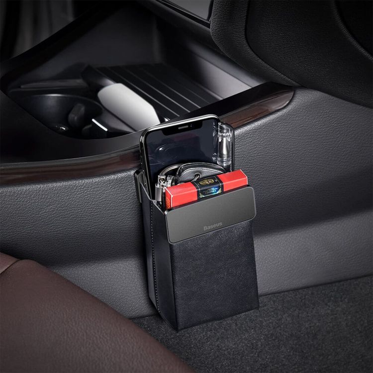 Baseus Magic Car Storage Rack with Magnetic Closure, PU Leather + ABS + Metal, Easy Installation, Thin and Concealed Design - Black