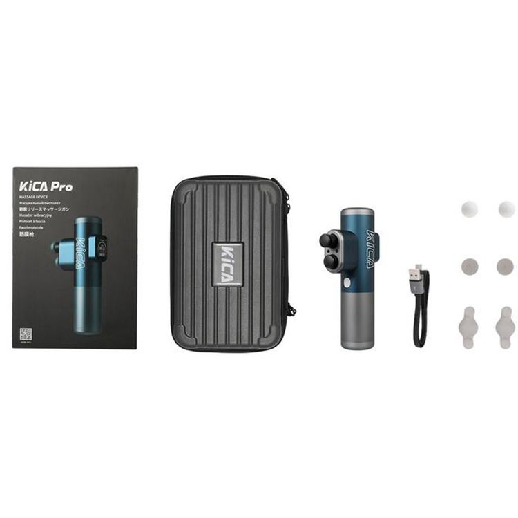 Kica Pro Massage Gun with Dual Head Massage, Up to 20 Hours Working Time, 10 Adjustable Intensity Levels, 10mm Stroke Length, Dual 2600RPM, 3 Massage Modes - Blue