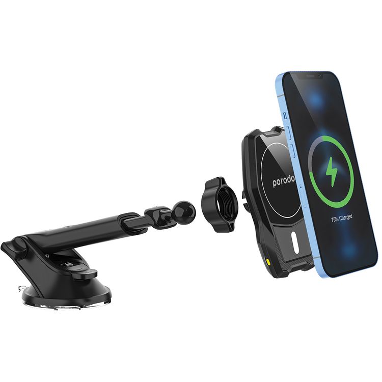 Porodo Magsafe Wireless Car Mount Dual Stand Combo 15W - Black