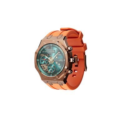 Porodo Cristallo AP Smart Watch 49mm with 1.43" AMOLED Display, 466x466p Resolution, 260mAh Lithium Polymer Battery, Bluetooth V3.0, V5.0, IP68, 128MB Flash Memory, 7-15 Days Working Time - Rose Gold 