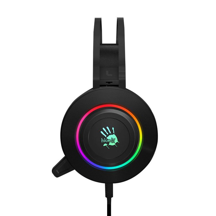 Bloody G521 Virtual 7.1 Surround Sound Gaming Headset with Omni-Directional Noise-Canceling Mic, Soft Leather Auto-Adjusting Headband - Black