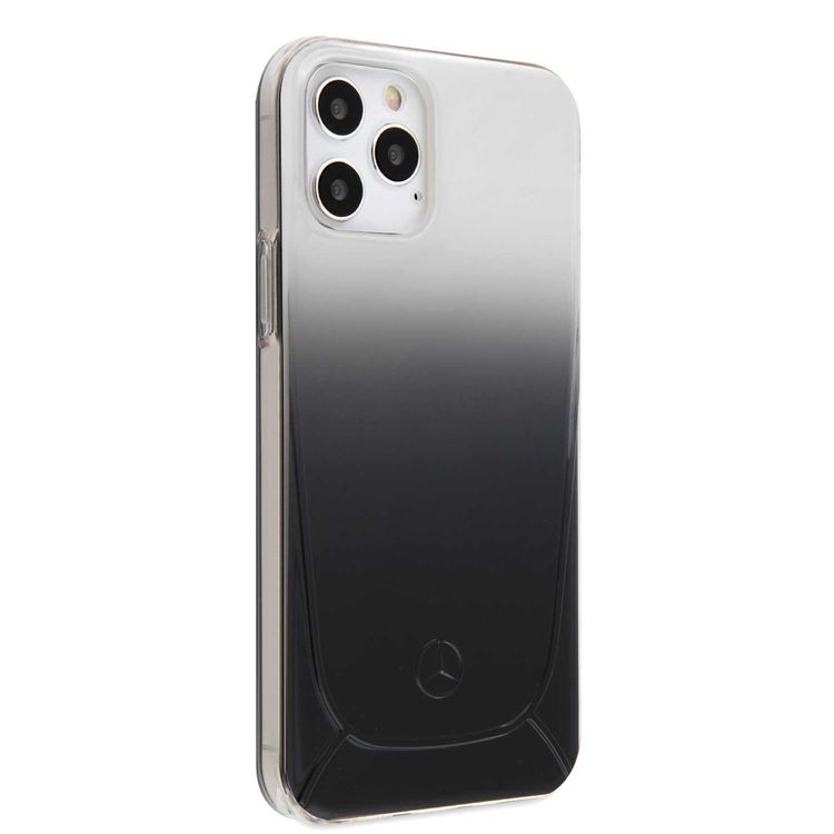 CG Mobile Mercedes-Benz Transparent Case Embossed 1 Compatible for iPhone 12 / 12 Pro (6.1") Shock & Scratch Resistant, Easy Access to All Ports, Drop Protection Back Cover Suitable with Wireless Chargers Officially Licensed - Black Gradient