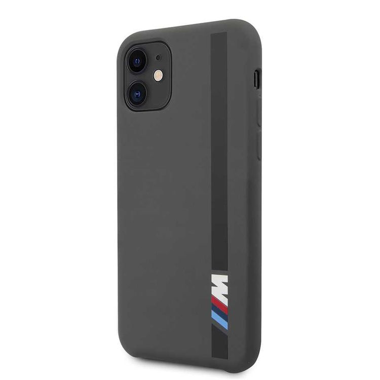 CG Mobile BMW Tone-on-Tone Stripe Silicone Hard Case for iPhone 11 (6.1") Compatible with Wireless Chargers Officially Licensed - Dark Gray