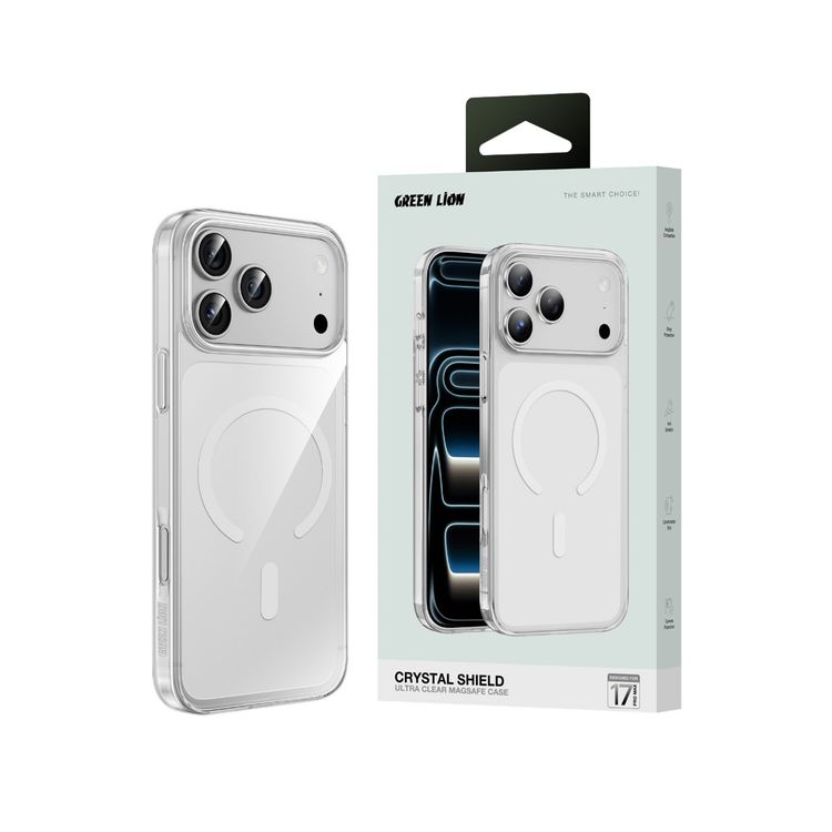 Green Lion Crystal Shield Ultra-Clear MagSafe Case for iPhone 17 Pro Max, Drop Protection, Camera Protection, Comfortable Grip, Slim & Lightweight Design - Clear