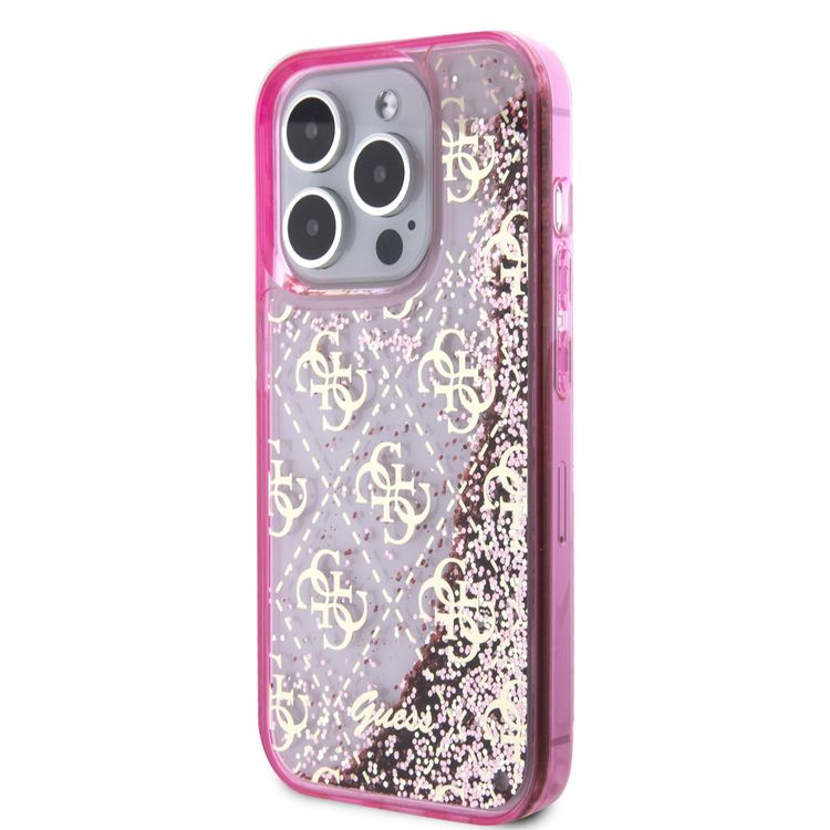Guess Liquid Glitter Case with 4G Pattern - Pink - iPhone 15 Pro Max