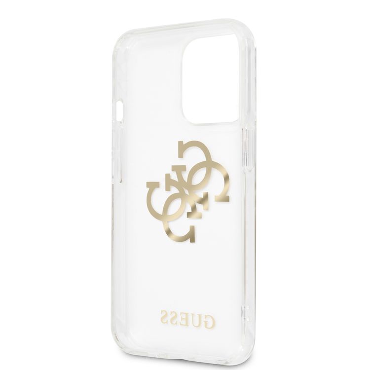CG MOBILE Guess PC/TPU Case Transparent 4G Electroplated Logo with Elegant Charm Compatible for iPhone 13 Pro Max (6.7") Anti-Scratch, Easy Access to All Ports