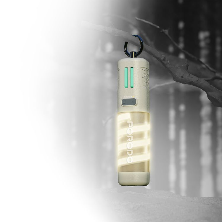 بنك طاقة بورودو باور بيم 5000 مللي أمبير/ساعة مع مصباح يدوي، طارد للحشرات، منفذ USB-C، وقت شحن 110 دقيقة، مؤشر طاقة LED، حلقة تثبيت مدمجة - كاكي