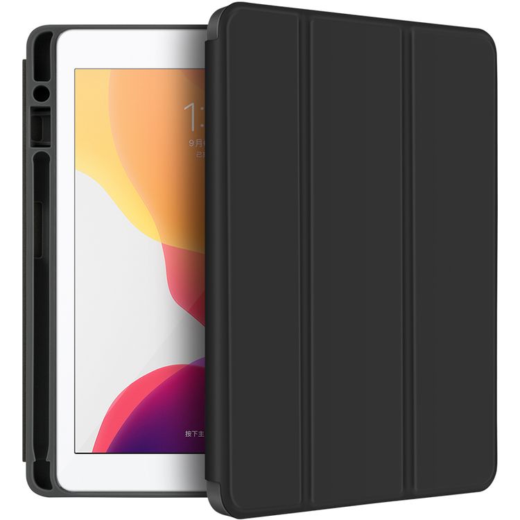 Green Lion Premium Vegan Leather Tablet Case for iPad 10.2" (2019), 360° Protection, Foldable Stand, Built-in Pencil Slot, Impact-Resistant, Shock Absorption - Black